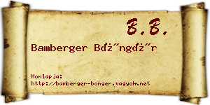 Bamberger Böngér névjegykártya